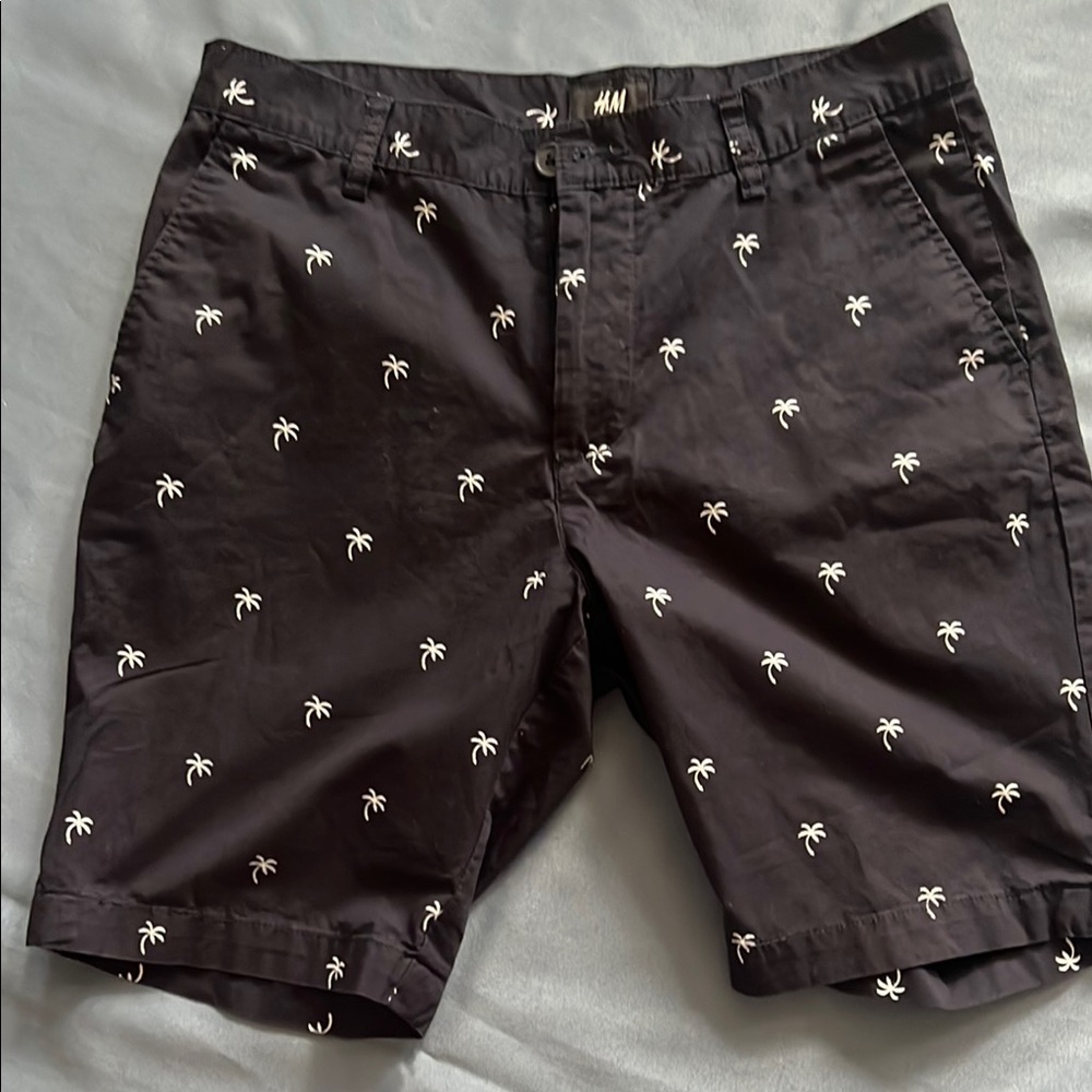 H&M Black and White Flat Front Shorts